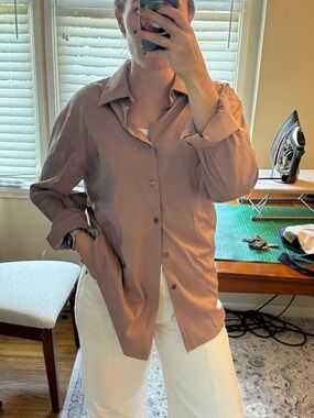 Prada 42 like new oversized Relaxed Button Down Shirt Dusty Mauve